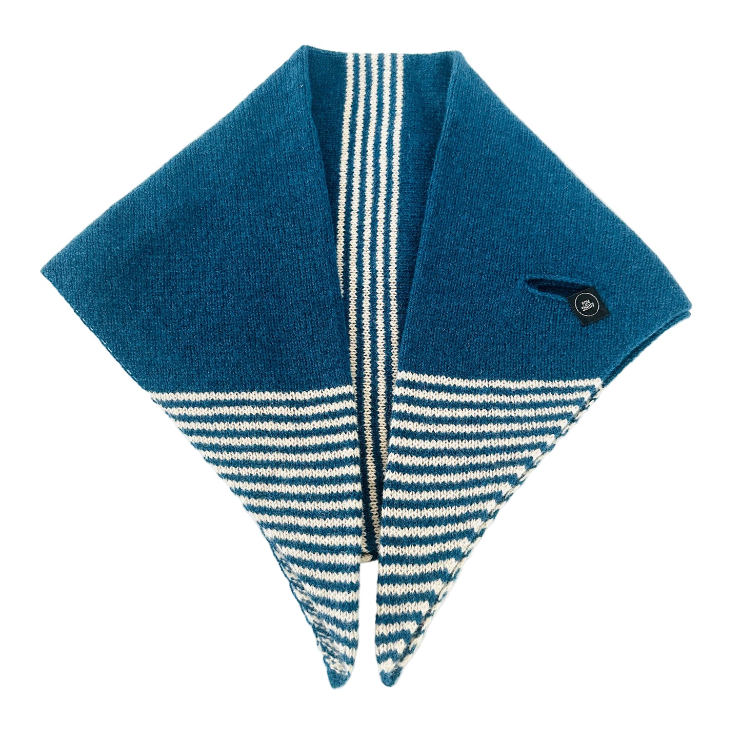 Diesel Blue & Oatmeal Lambswool Striped Pull-Through Kerchief