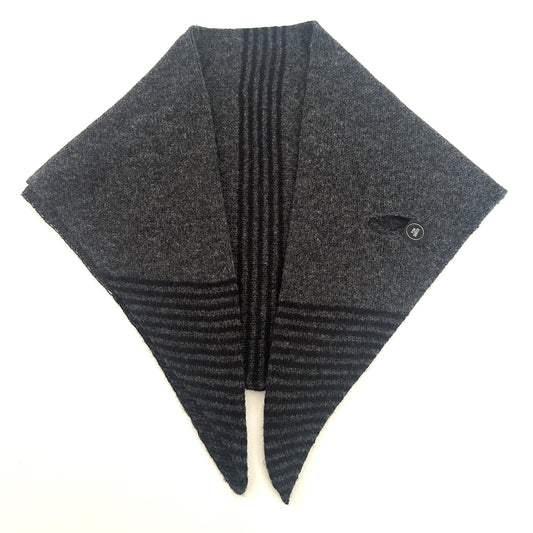 Black and Charcoal Grey Lambswool Striped Middle and Tips Pull Through Kerchief