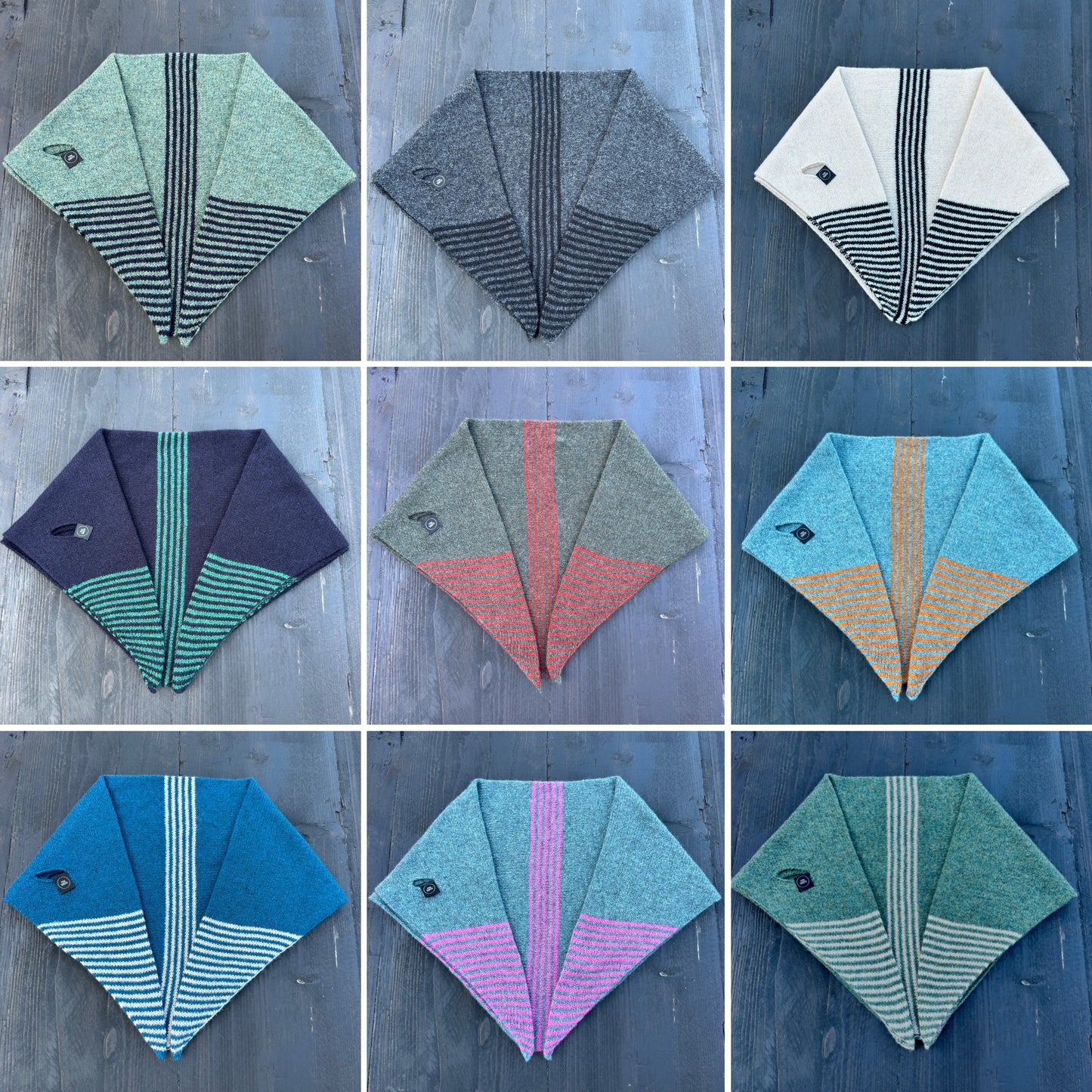 Peacock Green & Oatmeal Lambswool Striped Pull-Through Kerchief