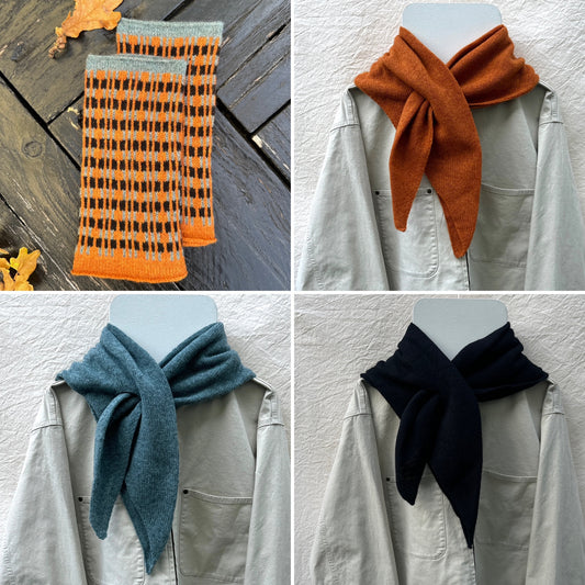 Rust, Caspian Blue & Black Merino Lambswool Wristie
