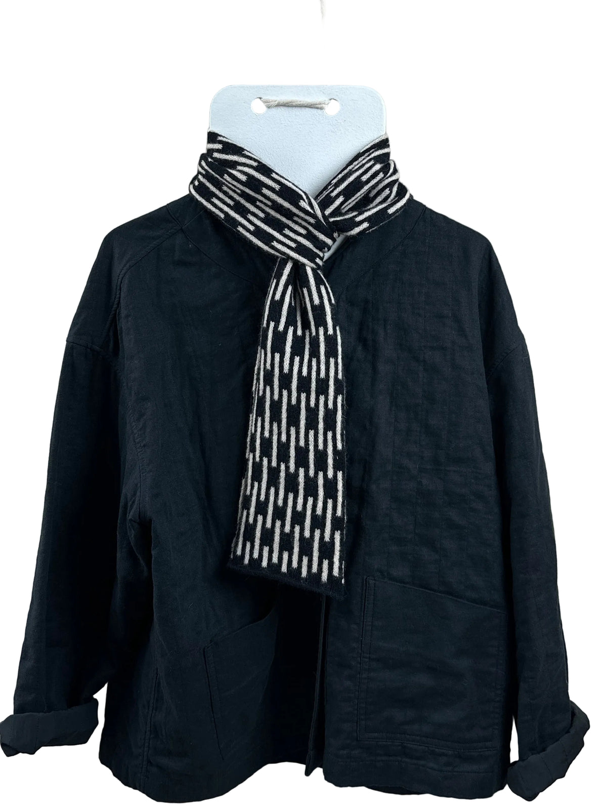 Balck and Oatmeal Lambswool Rain Skinny Scarf