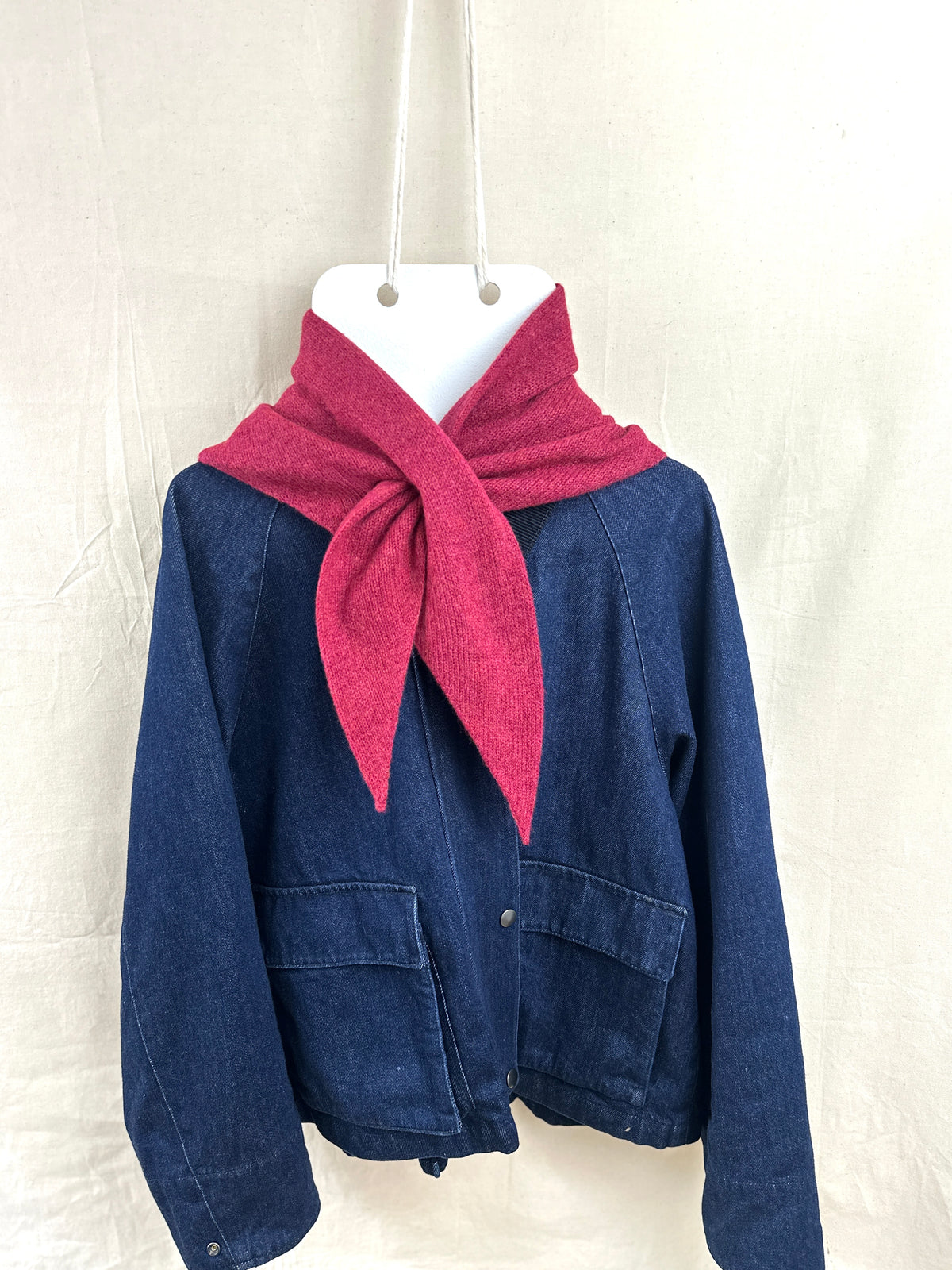 Cherry Red Merino Triangle Scarf
