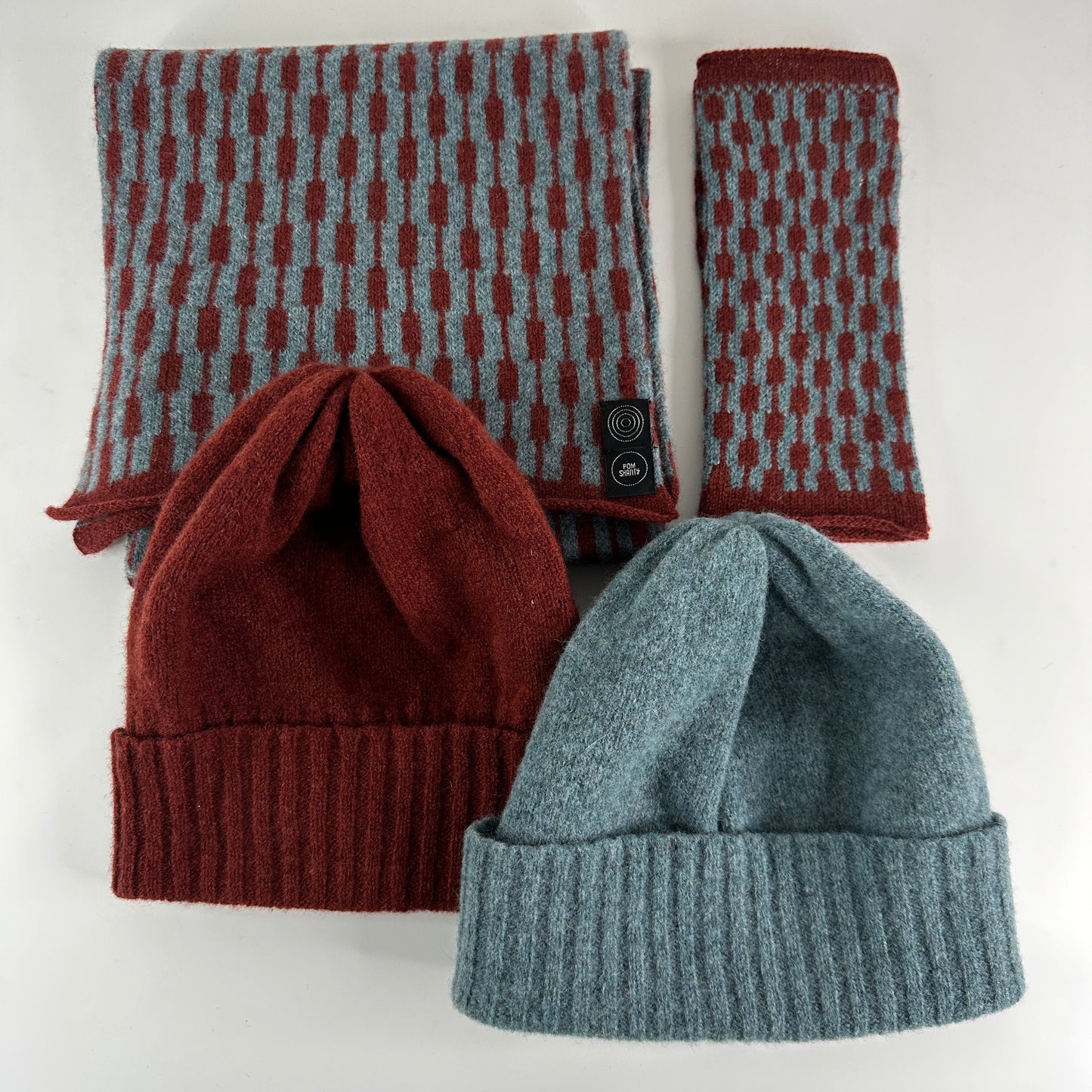Caspian Blue and Sienna Brown Cascade Lambswool Wristies