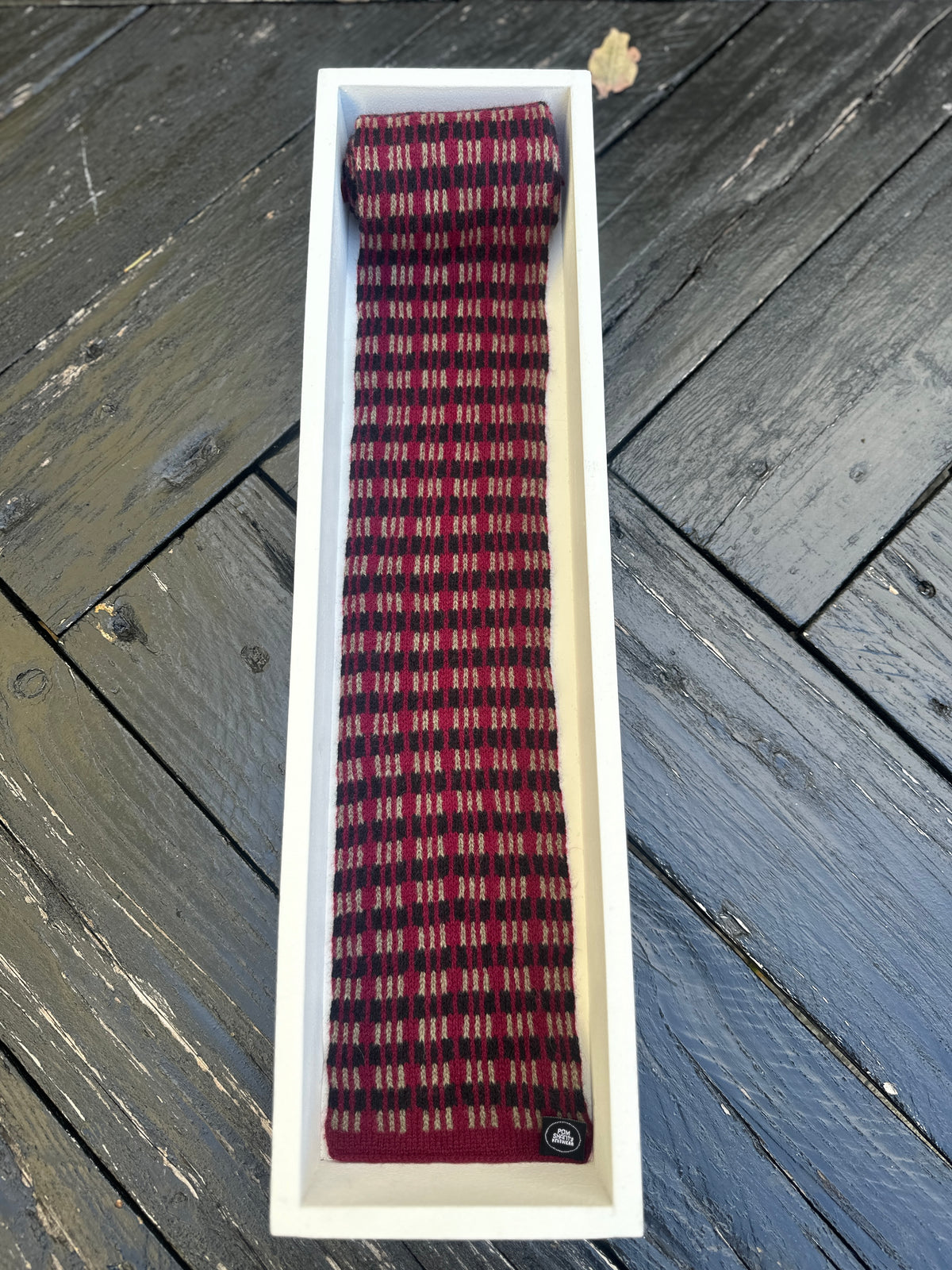 Burgundy, Olive & Black Merino Lambswool Skinny Scarf