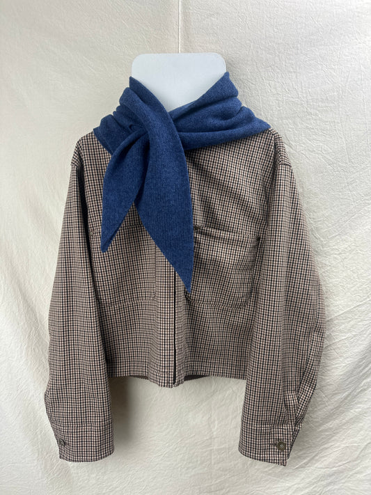Rhapsody Blue Merino Lambswool Triangle Scarf (Double-Layer)
