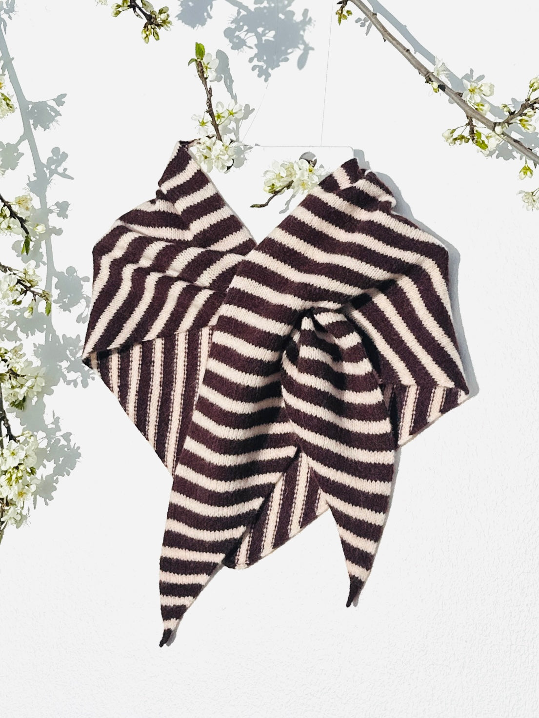 Brown & Oatmeal Single-Layered Skinny Striped Pull-Through Kerchief