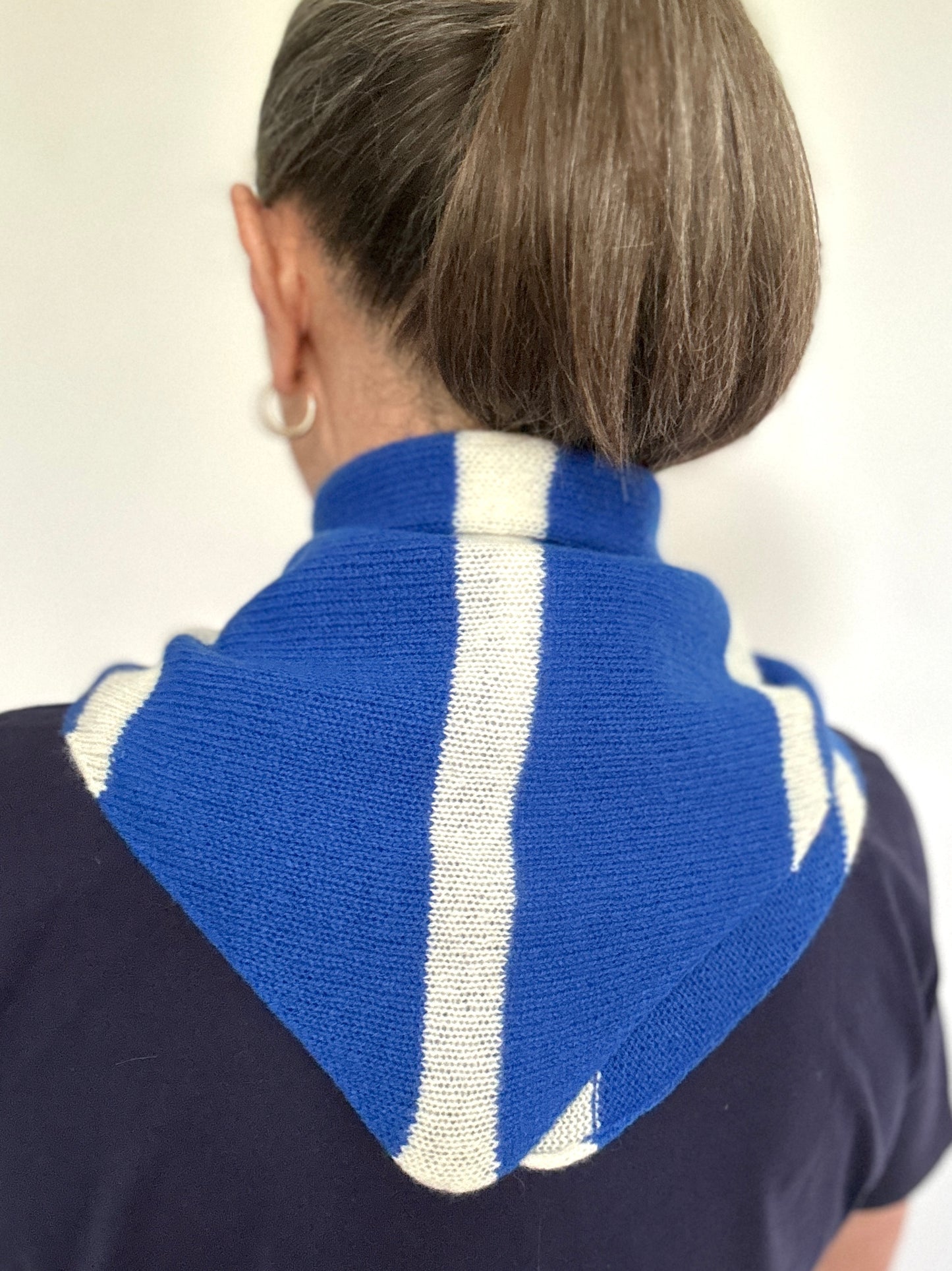 Bright Blue and Ecru Middle Stripe Kerchief
