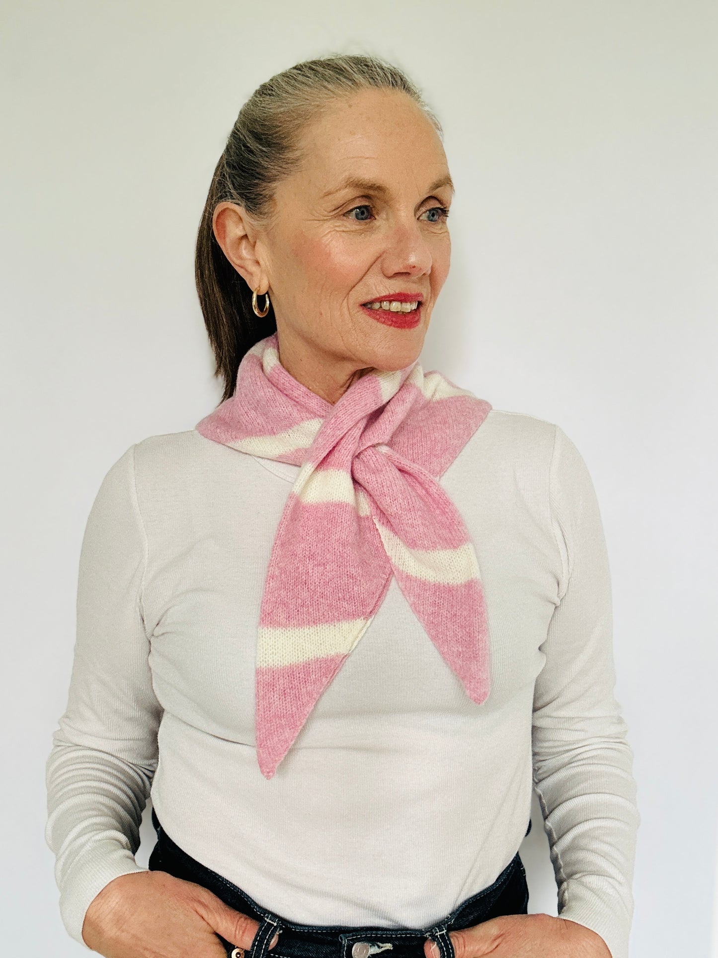 Pink and Ecru Middle Stripe Kerchief