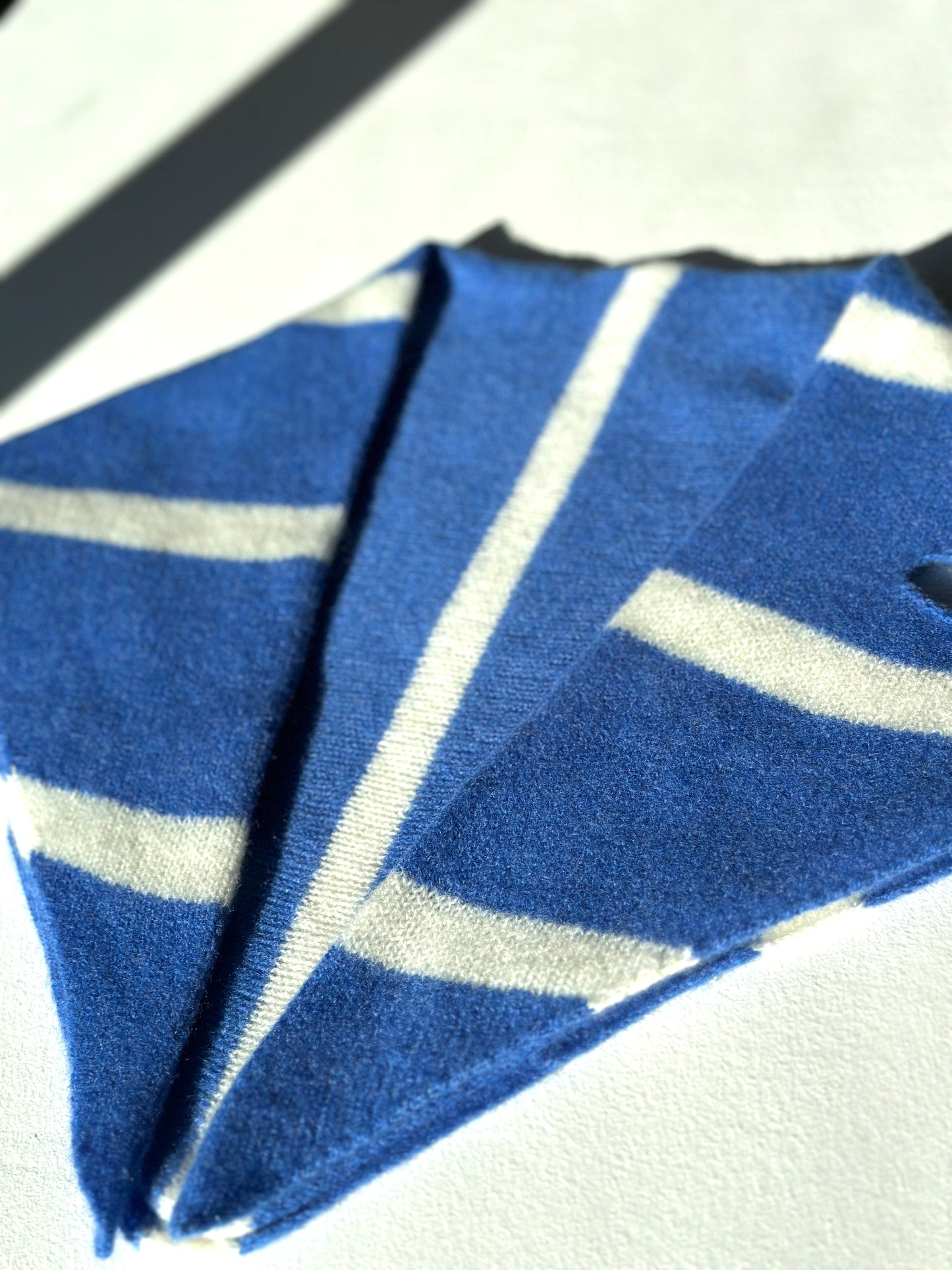 Blue and Ecru Middle Stripe Kerchief