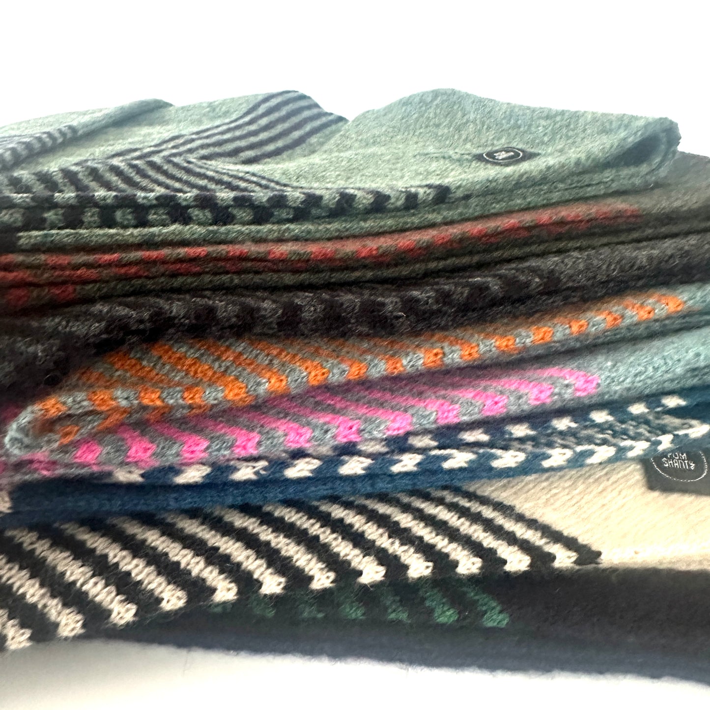 Diesel Blue & Oatmeal Lambswool Striped Pull-Through Kerchief