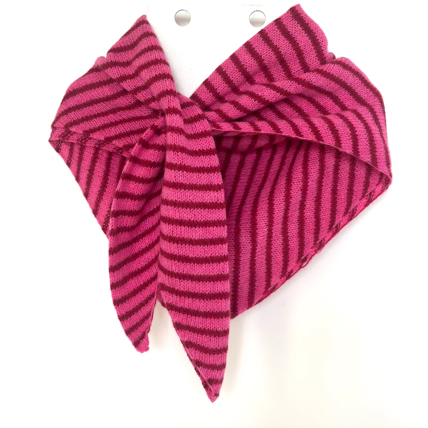 Pink & Cherry Red Lambswool Striped Pull-Through Kerchief