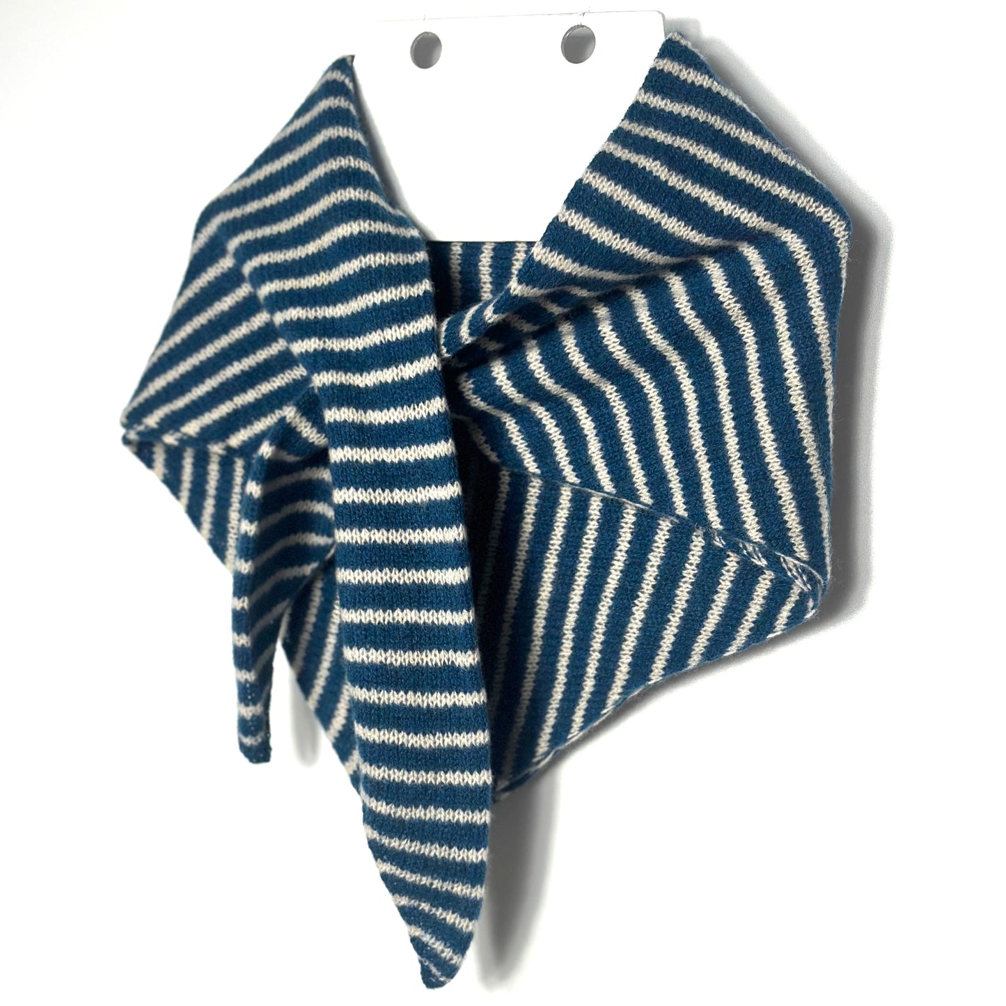Diesel Blue & Oatmeal Lambswool Striped Pull-Through Kerchief