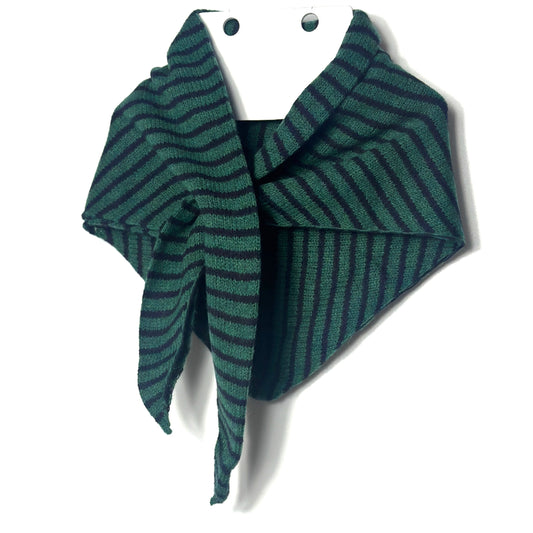 Cossack Green & Navy Blue Lambswool Striped Pull-Through Kerchief