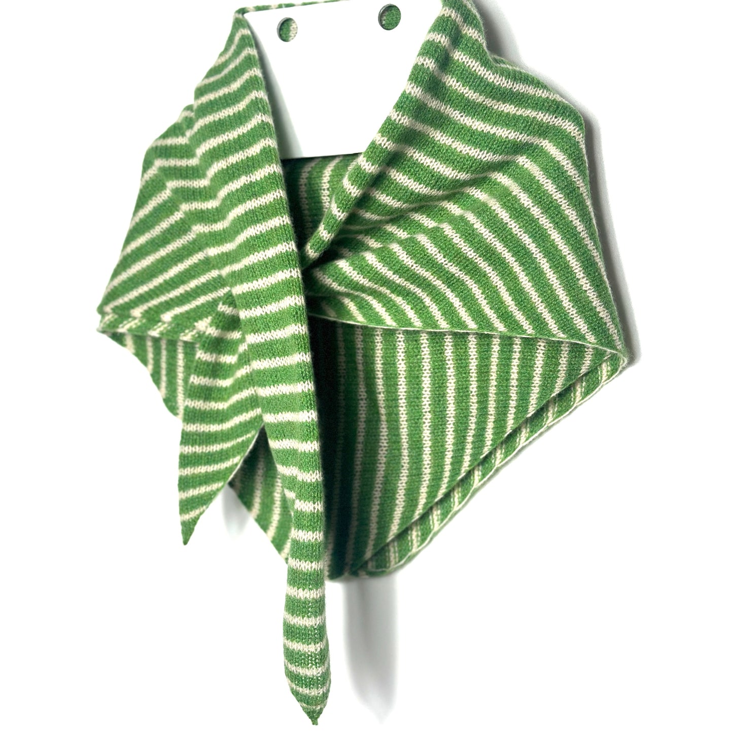 Watercress Green & Oatmeal Lambswool Striped Pull-Through Kerchief