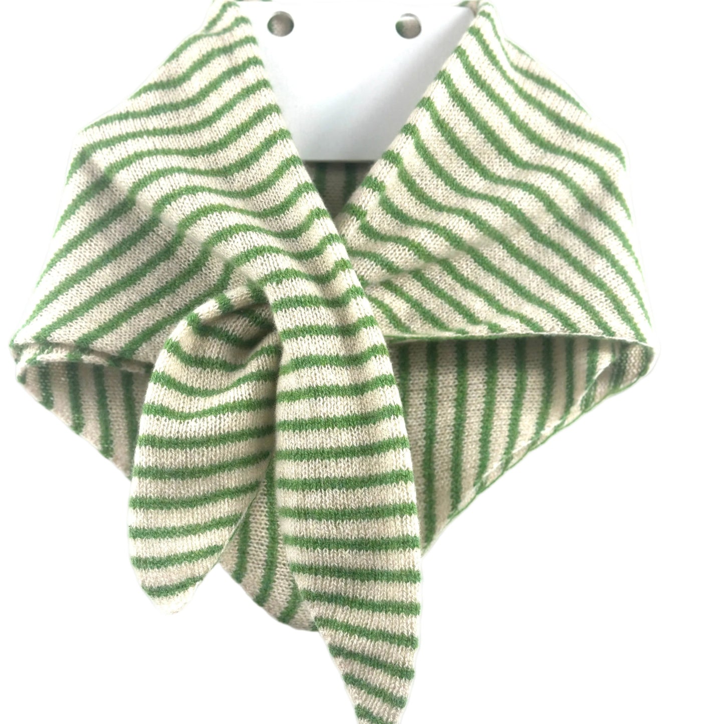 Oatmeal & Watercress Green Lambswool Striped Pull-Through Kerchief