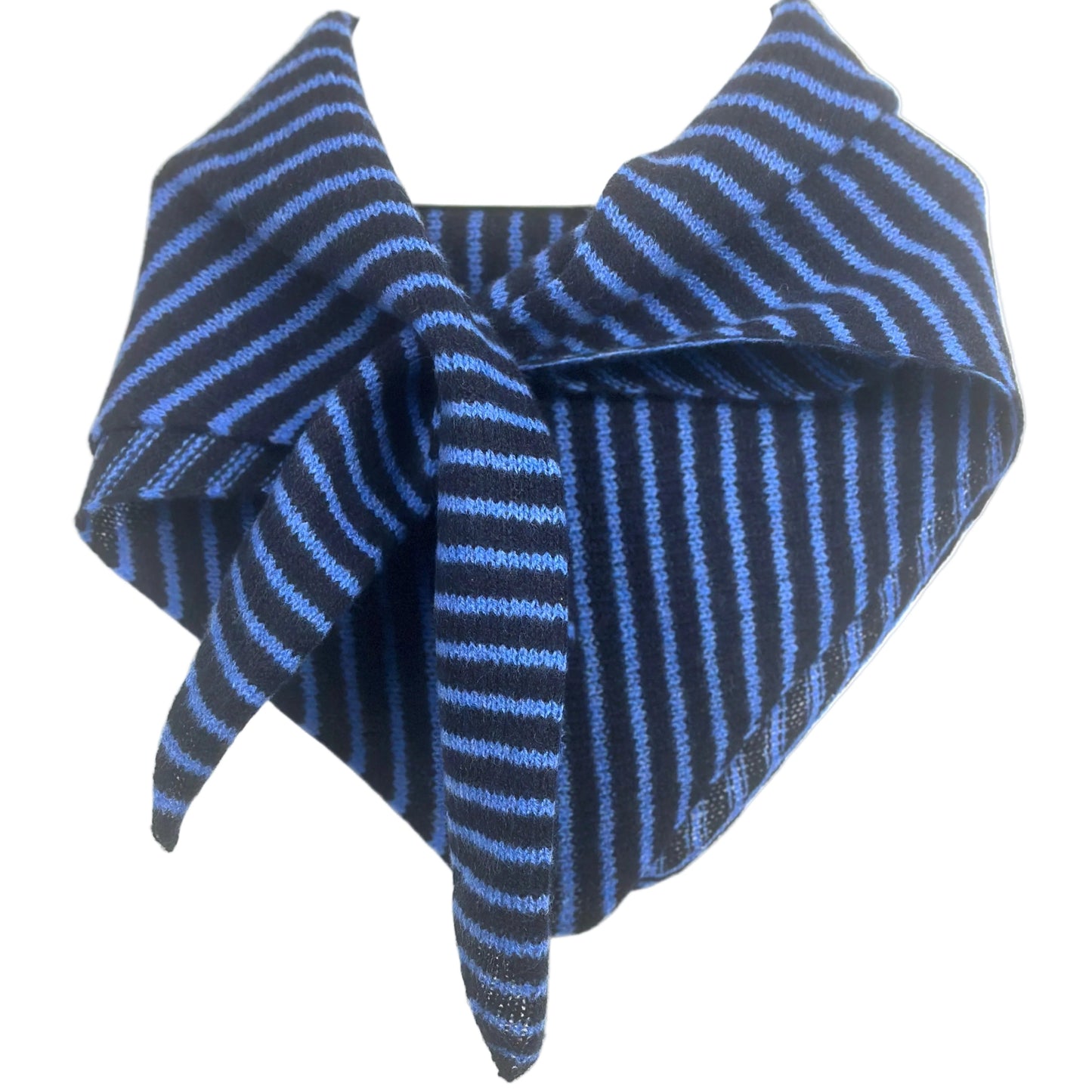 Navy Blue & Cornflower Blue Lambswool Striped Pull-Through Kerchief