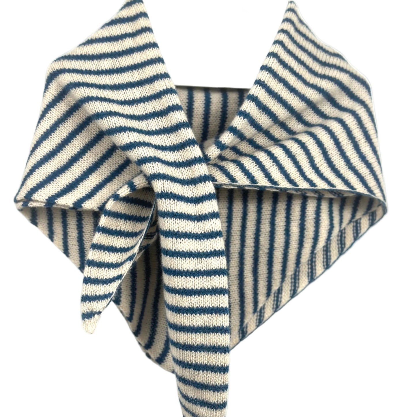 Oatmeal & Diesel Blue Lambswool Striped Pull-Through Kerchief