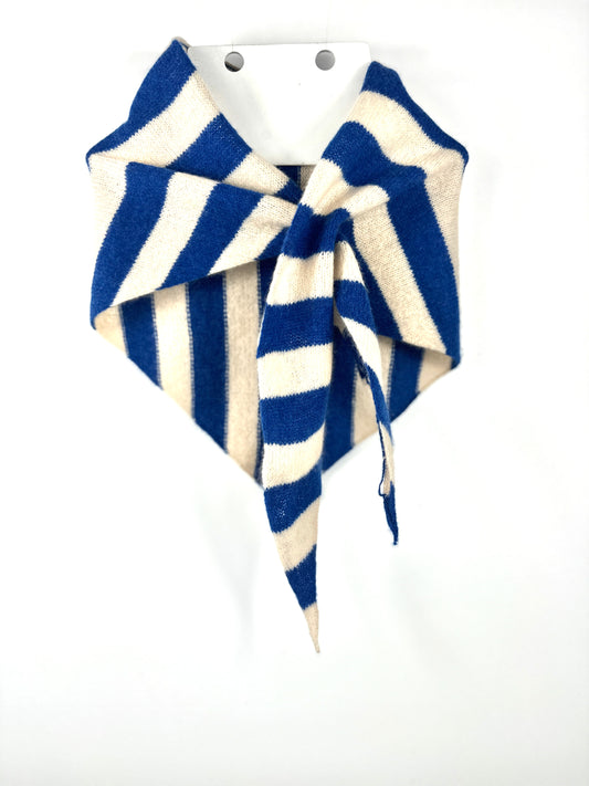 Dark Blue & Oatmeal Single-Layered Striped Pull-Through Kerchief