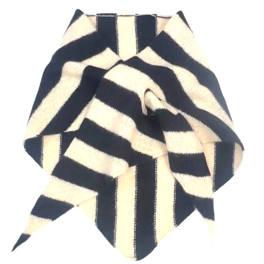 Navy Blue & Oatmeal Single-Layered Striped Pull-Through Kerchief