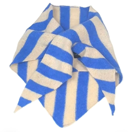 Cornflower Blue & Oatmeal Single-Layered Striped Pull-Through Kerchief