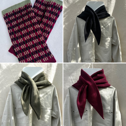 Burgundy, Olive & Black Merino Lambswool Wristie