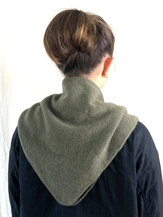Olive Merino Wool Triangle Scarf