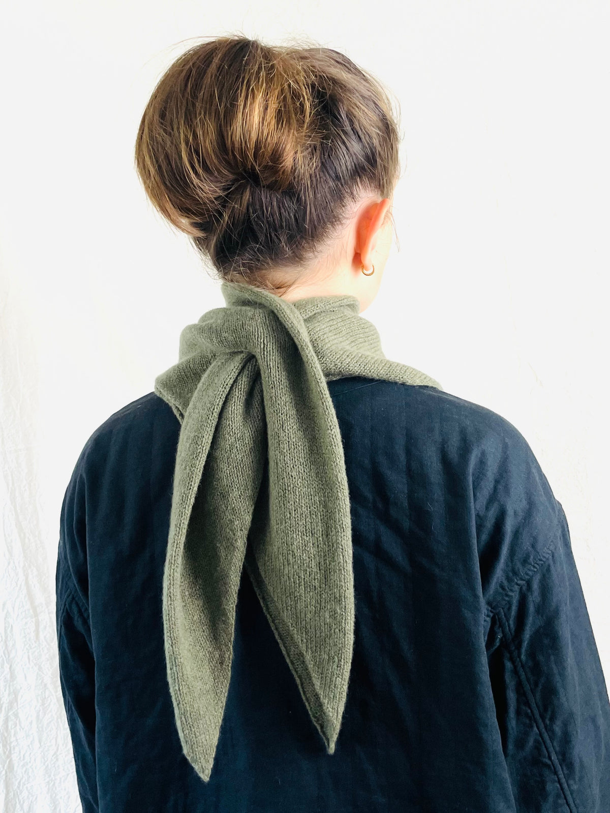 Olive Merino Wool Triangle Scarf