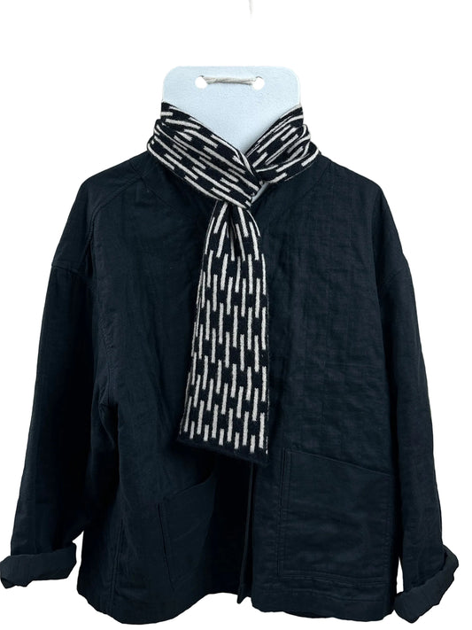 Balck and Oatmeal Lambswool Rain Skinny Scarf