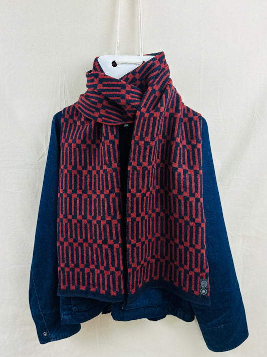 Sienna Brown & Navy Blue Lambswool Link Scarf