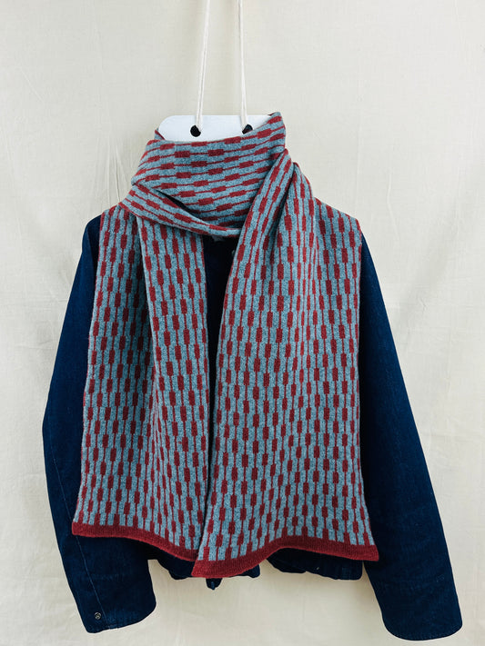 Sienna Brown & Caspian Blue Lambswool Cascade Scarf