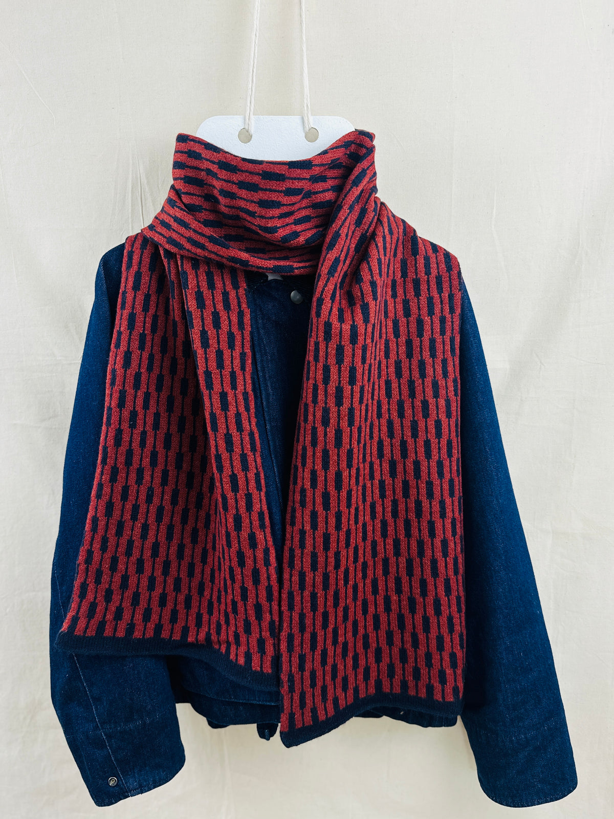 Sienna Brown & Navy Blue Lambswool Cascade Scarf