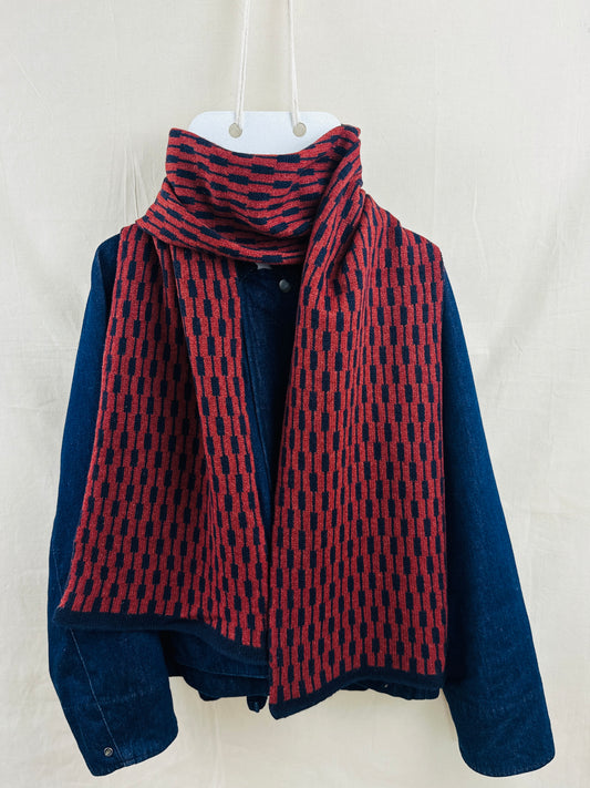 Sienna Brown & Navy Blue Lambswool Cascade Scarf