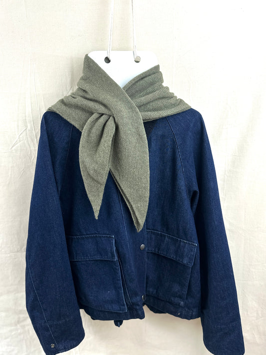 Olive Merino Wool Triangle Scarf