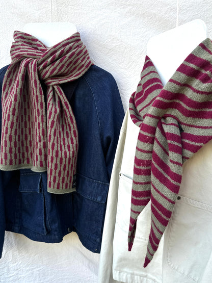 Burgundy, Olive & Black Merino Lambswool Wristie