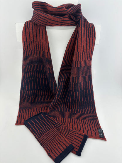 Sienna Brown and Navy Blue Lambswool Reverb Scarf