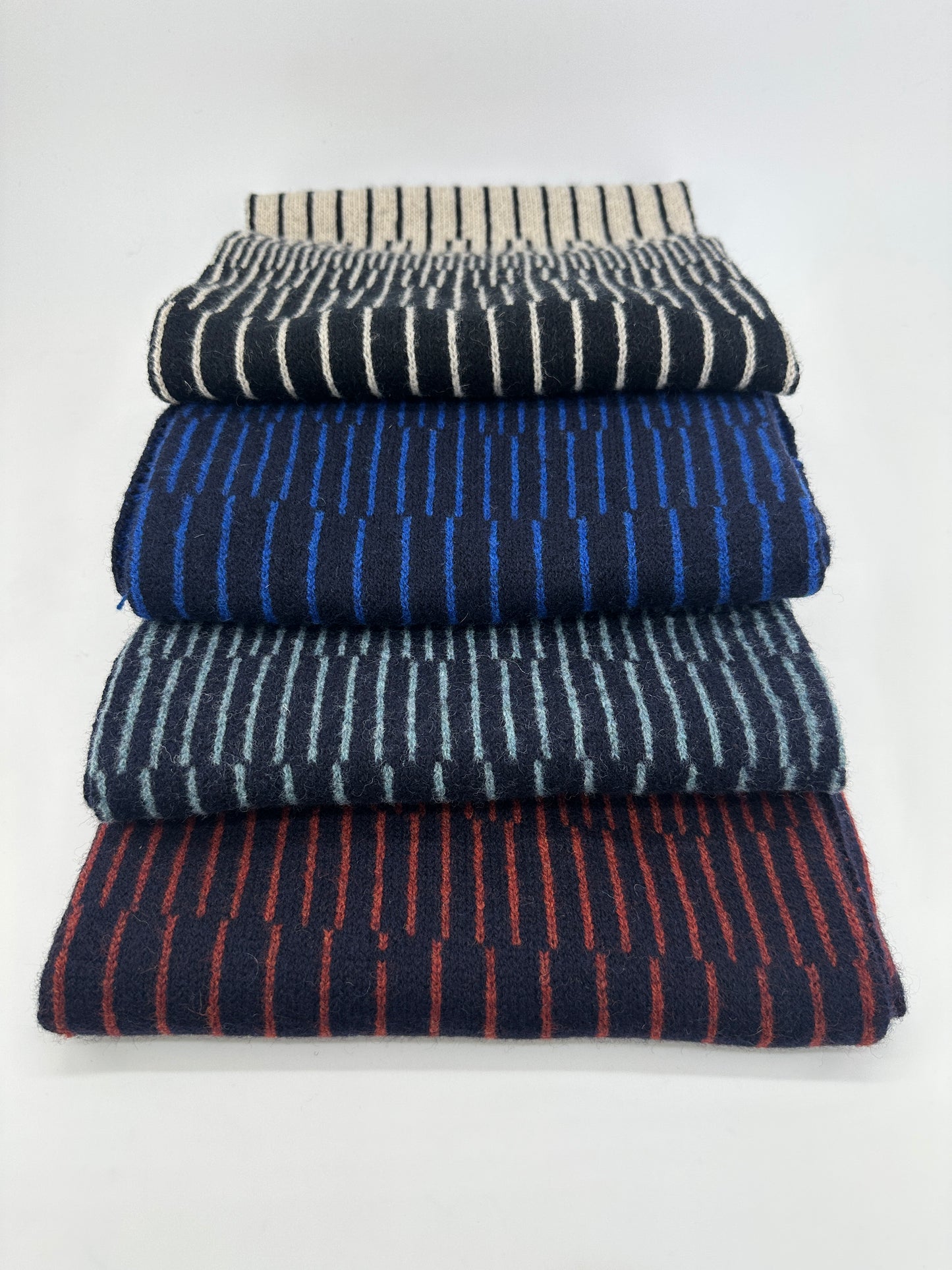 Peacock Green and Navy Blue Lambswool Reverb Scarf