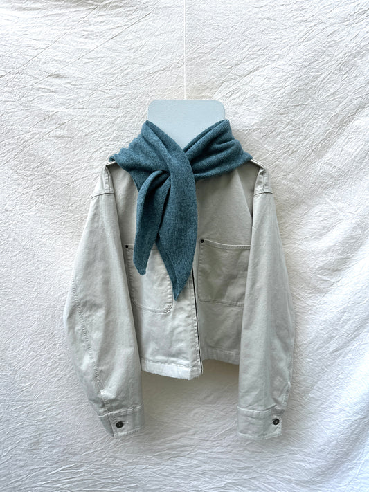 Caspian Blue Merino Wool Triangle Scarf
