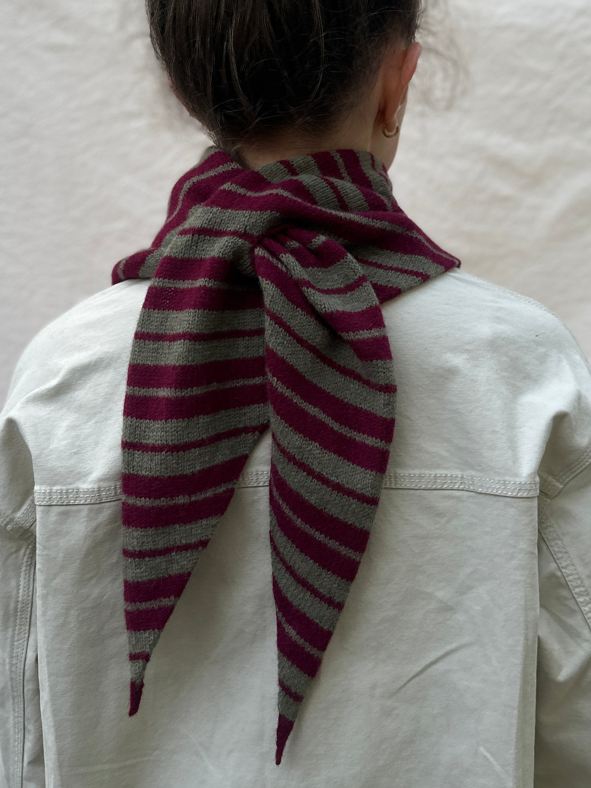 Burgundy and Olive Single Layer Triangle Scarf