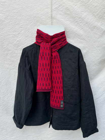Burgundy and Red Lambswool Rain Skinny Scarf