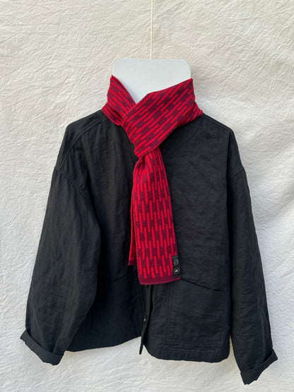 Burgundy and Red Lambswool Rain Skinny Scarf