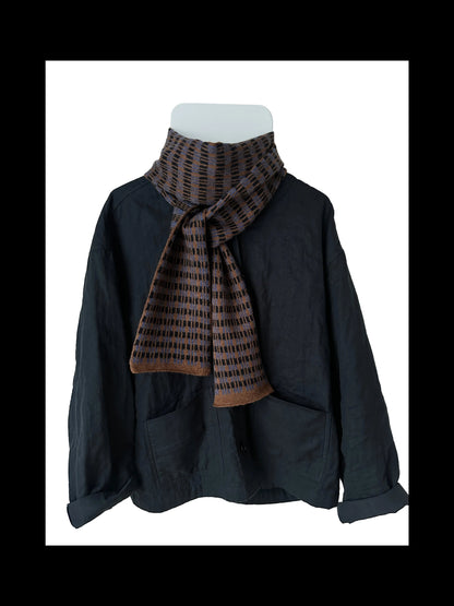 Rhapsody Blue, Spaniel Brown & Black Merino Lambswool Skinny Scarf