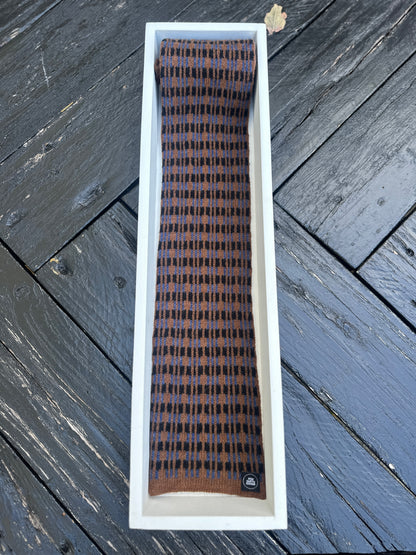 Rhapsody Blue, Spaniel Brown & Black Merino Lambswool Skinny Scarf