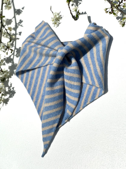 Pale Blue & Oatmeal Single-Layered Skinny Striped Pull-Through Kerchief