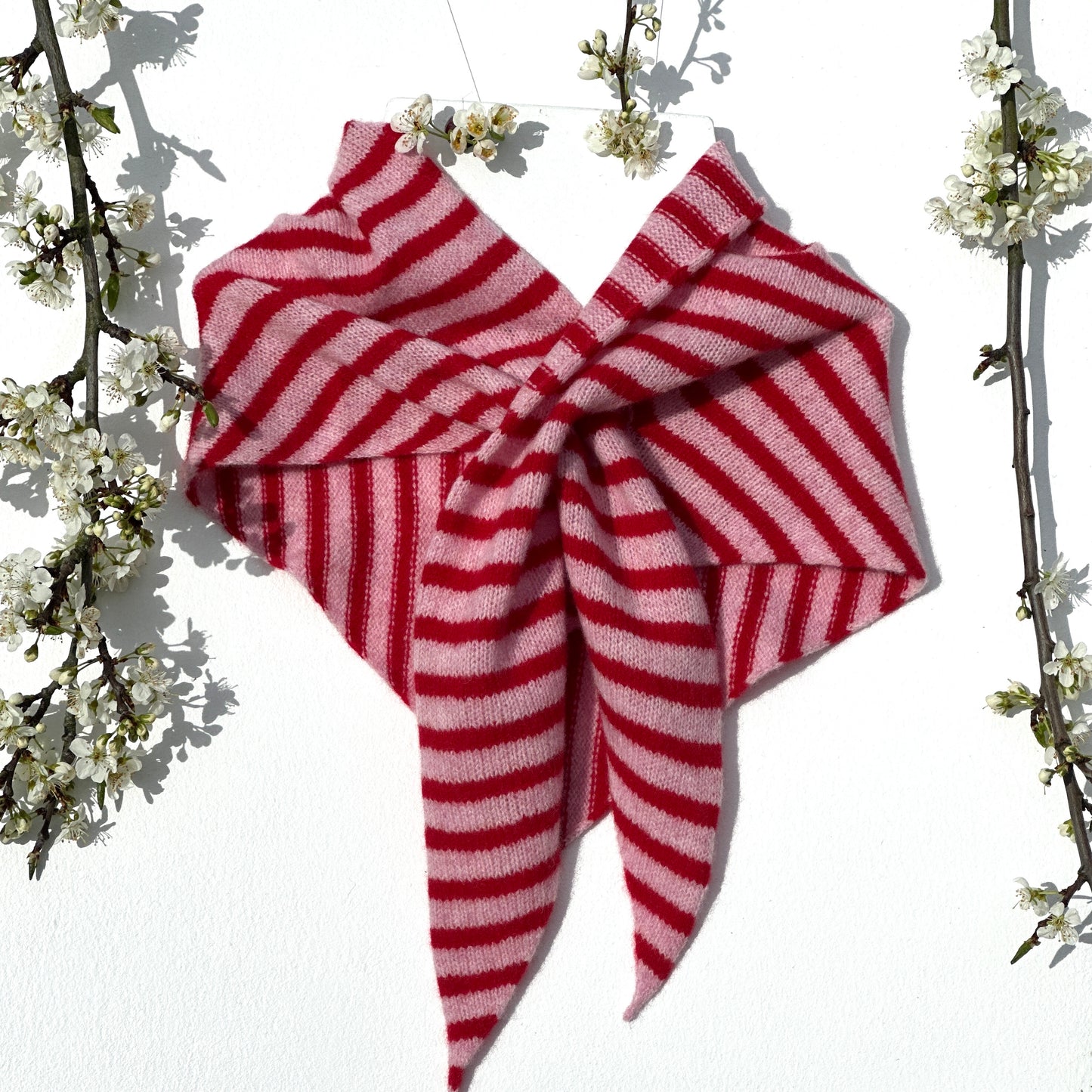 Pink & Red Single-Layered Skinny Striped Pull-Through Kerchief