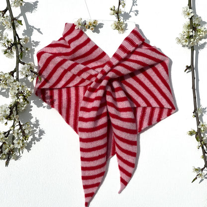 Pink & Red Single-Layered Skinny Striped Pull-Through Kerchief