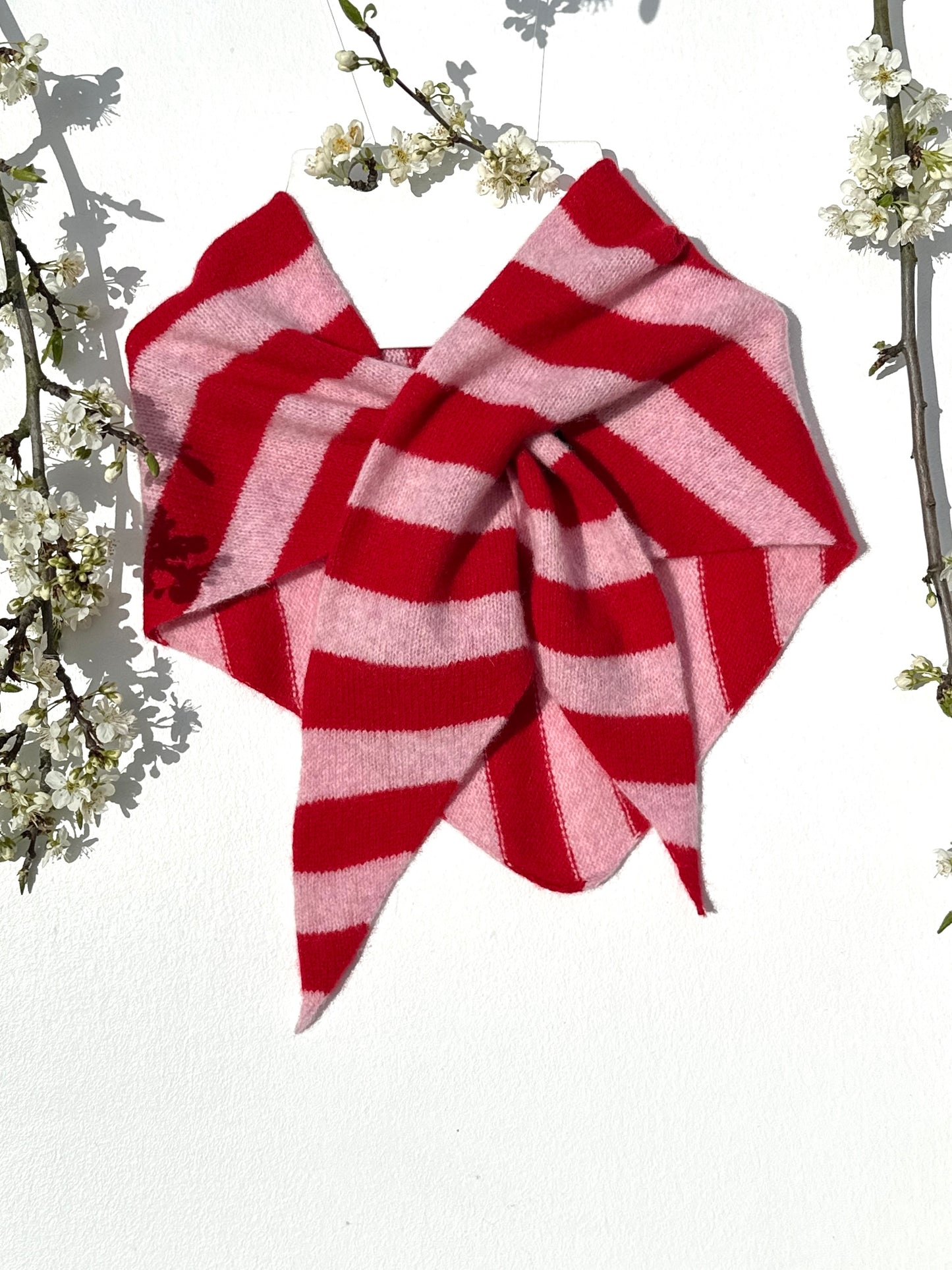 Pink & Red Single-Layered Wide Striped Pull-Through Kerchief