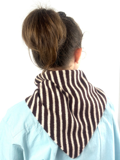 Brown & Oatmeal Single-Layered Skinny Striped Pull-Through Kerchief