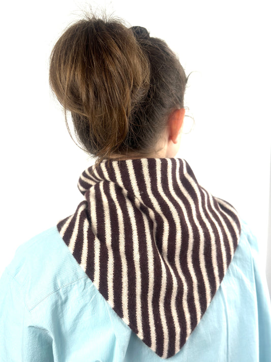 Brown & Oatmeal Single-Layered Skinny Striped Pull-Through Kerchief