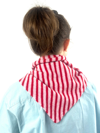 Pink & Red Single-Layered Skinny Striped Pull-Through Kerchief