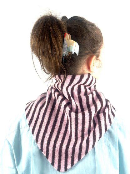 Pink & Brown Single-Layered Skinny Striped Pull-Through Kerchief